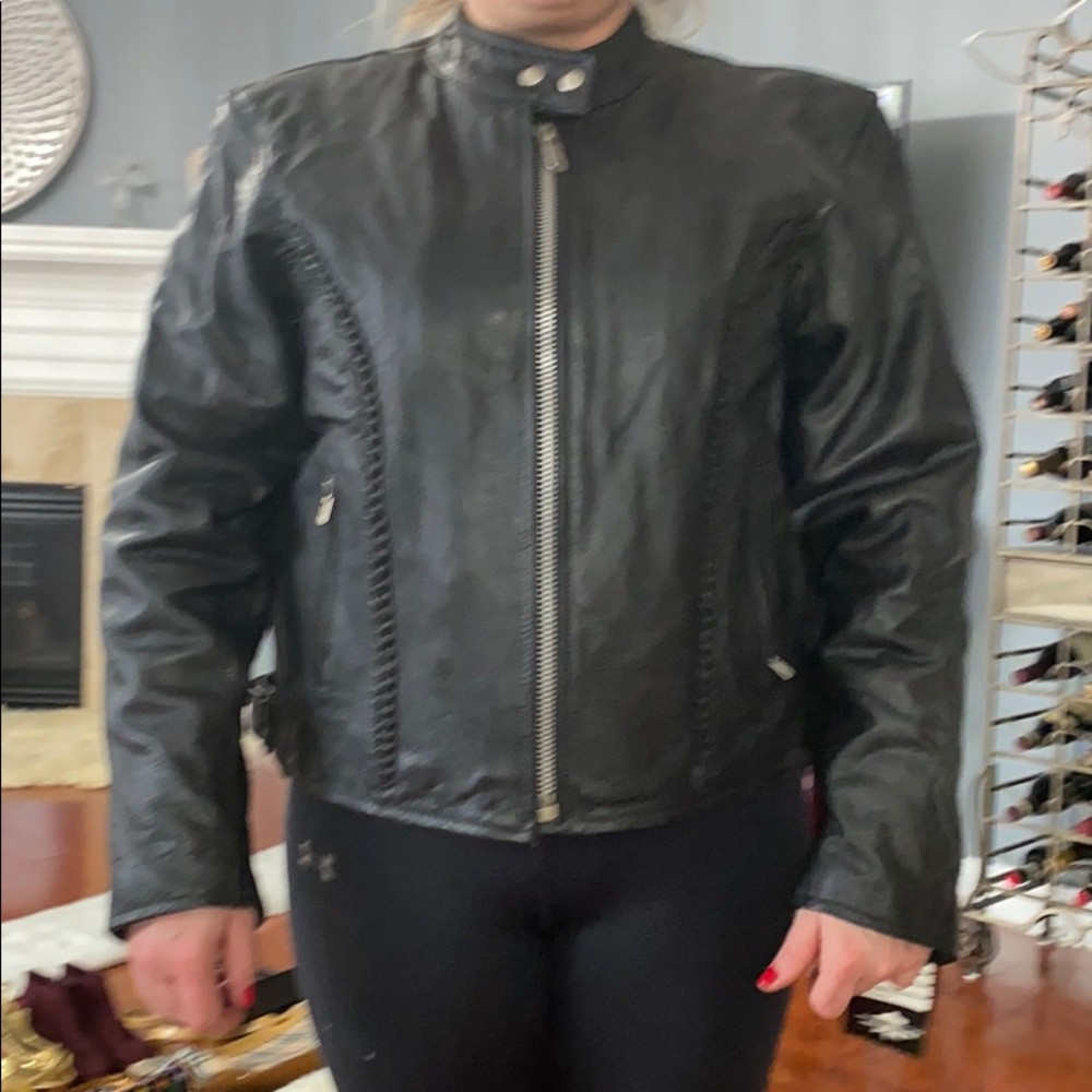 American top leather motorcycle jacket for women.